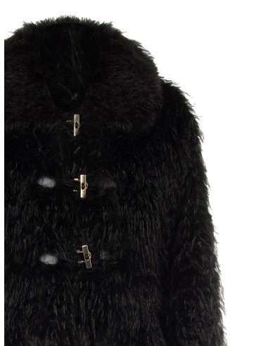 Manteau court en fausse fourrure avec fermeture à crochets et poches Rinascimento