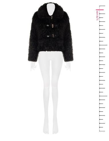 Manteau court en fausse fourrure avec fermeture à crochets et poches Rinascimento