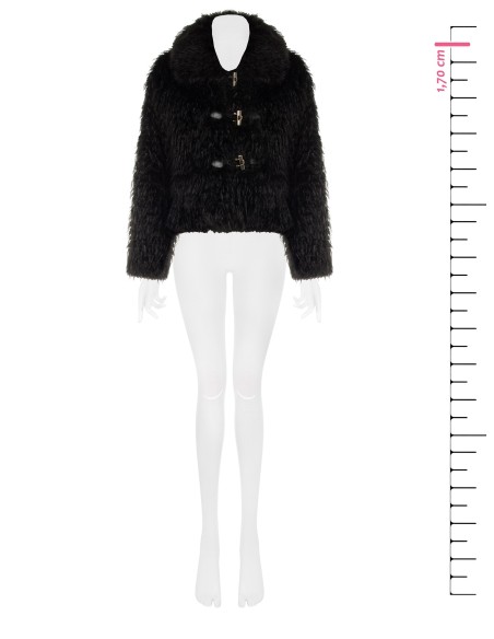 Manteau court en fausse fourrure avec fermeture à crochets et poches Rinascimento