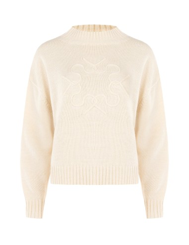 Pull oversize en mélange de viscose et de laine avec logo RR tressé en relief Rinascimento
