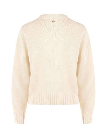 Pull oversize en mélange de viscose et de laine avec logo RR tressé en relief Rinascimento