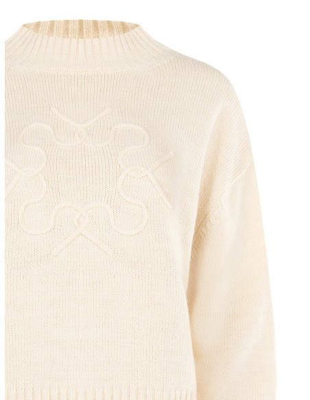 Pull oversize en mélange de viscose et de laine avec logo RR tressé en relief Rinascimento