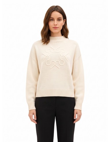 Pull oversize en mélange de viscose et de laine avec logo RR tressé en relief Rinascimento