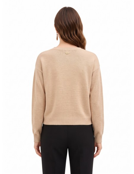 Pull en mélange de viscose et de laine à motif losanges avec lurex Rinascimento