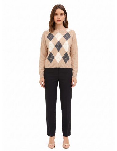 Pull en mélange de viscose et de laine à motif losanges avec lurex Rinascimento