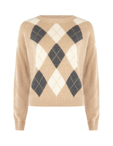 Trui van een viscose-wolmix met ruitmotief en lurex van Rinascimento