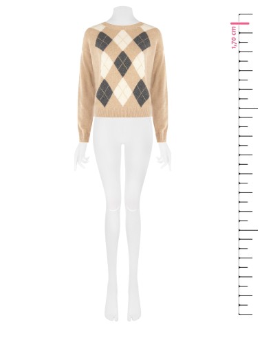 Pull en mélange de viscose et de laine à motif losanges avec lurex Rinascimento