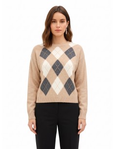 Trui van een viscose-wolmix met ruitmotief en lurex van Rinascimento
