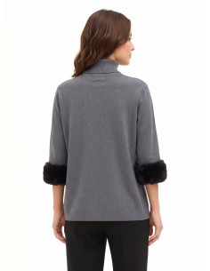 Pull ample à col roulé avec empiècements en fausse fourrure Rinascimento 2