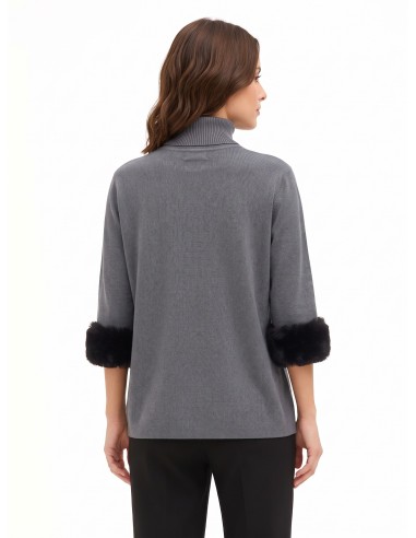 Pull ample à col roulé avec empiècements en fausse fourrure Rinascimento