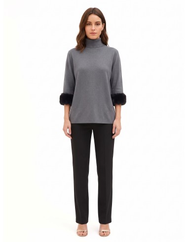 Pull ample à col roulé avec empiècements en fausse fourrure Rinascimento