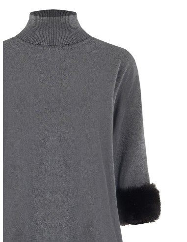 Pull ample à col roulé avec empiècements en fausse fourrure Rinascimento