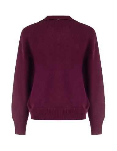 Pull ample style polo en mélange de viscose avec cristaux cabochons sur le col Rinascimento