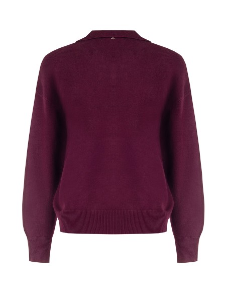 Pull ample style polo en mélange de viscose avec cristaux cabochons sur le col Rinascimento