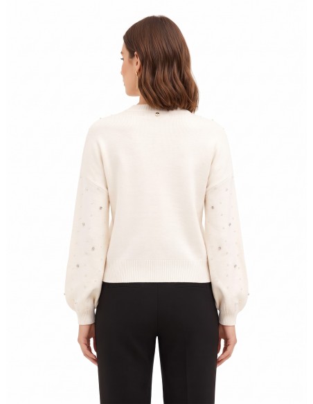 Pull en viscose mélangée avec cristaux et perles Rinascimento