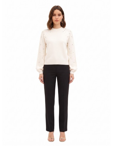 Pull en viscose mélangée avec cristaux et perles Rinascimento
