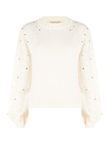 Pull en viscose mélangée avec cristaux et perles Rinascimento