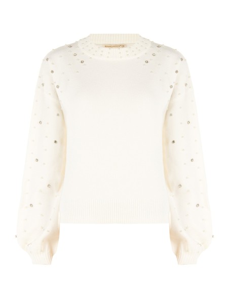 Pull en viscose mélangée avec cristaux et perles Rinascimento