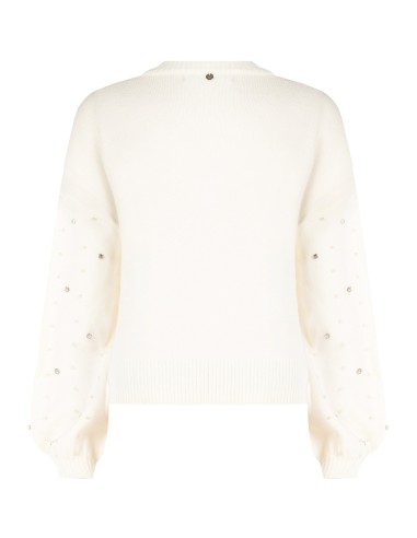 Pull en viscose mélangée avec cristaux et perles Rinascimento
