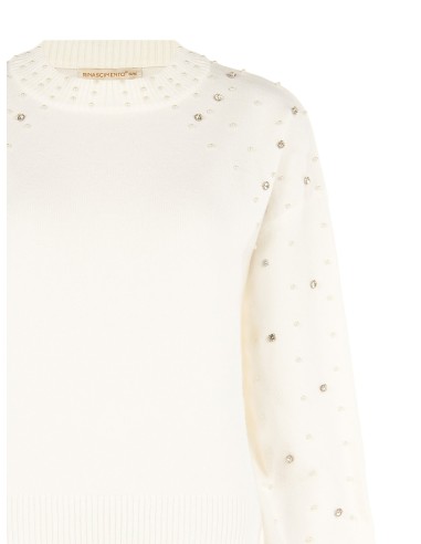 Pull en viscose mélangée avec cristaux et perles Rinascimento