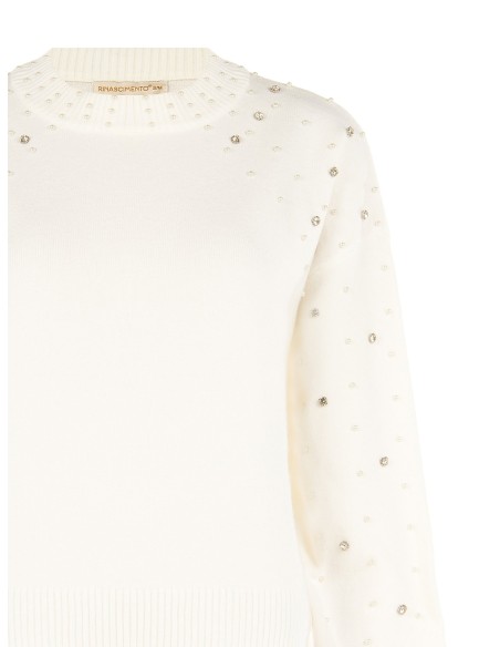 Pull en viscose mélangée avec cristaux et perles Rinascimento