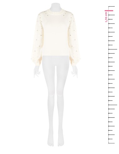 Pull en viscose mélangée avec cristaux et perles Rinascimento