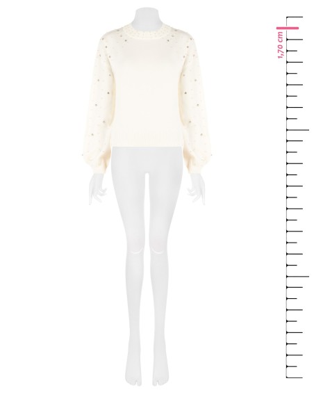 Pull en viscose mélangée avec cristaux et perles Rinascimento