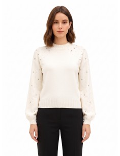 Pull en viscose mélangée avec cristaux et perles Rinascimento