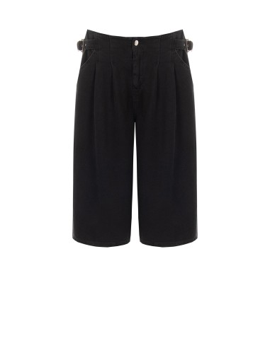 Wide leg bermudajeans met bandjes aan de zijkanten en dubbele plooien Rinascimento