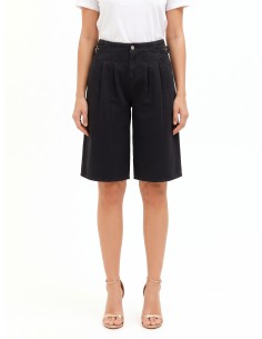 Bermuda en jean à jambes larges avec brides sur les hanches et double pince Rinascimento