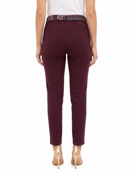 Pantalon skinny en polyviscose avec élastique au dos et foulard logoté Rinascimento