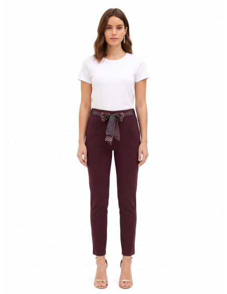 Pantalon skinny en polyviscose avec élastique au dos et foulard logoté Rinascimento