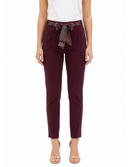 Pantalon skinny en polyviscose avec élastique au dos et foulard logoté Rinascimento
