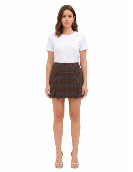 Jupe-short à carreaux plissée Rinascimento