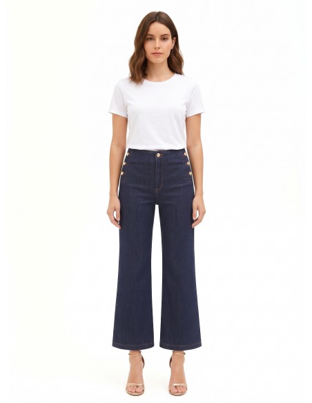 Jeans larges cropped stretch, délavage zéro, Rinascimento