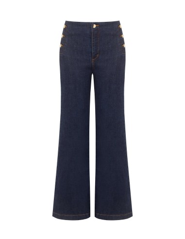 Wide leg cropped stretchjeans in Zero-wassing – Rinascimento