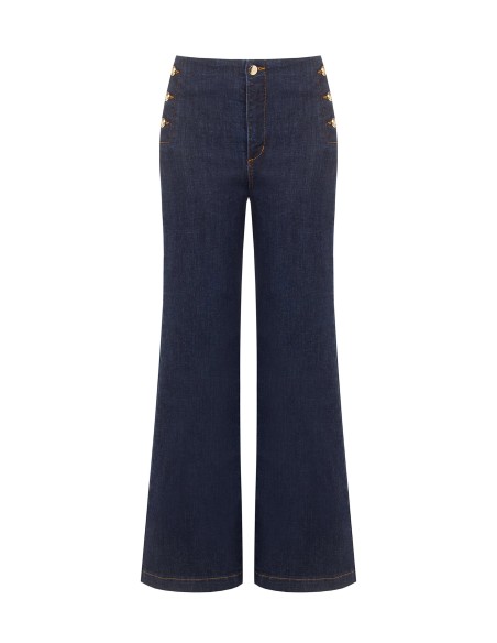 Jeans larges cropped stretch, délavage zéro, Rinascimento