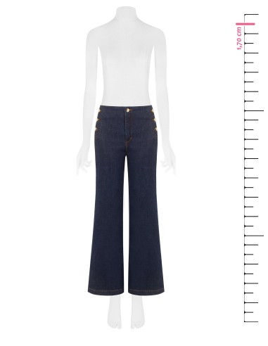 Jeans larges cropped stretch, délavage zéro, Rinascimento