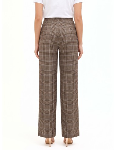 Pantalon palazzo à carreaux en polyviscose sans poches Rinascimento