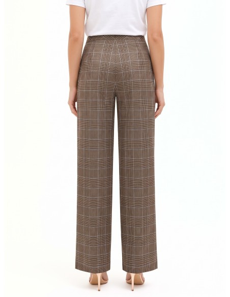 Pantalon palazzo à carreaux en polyviscose sans poches Rinascimento
