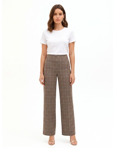 Pantalon palazzo à carreaux en polyviscose sans poches Rinascimento
