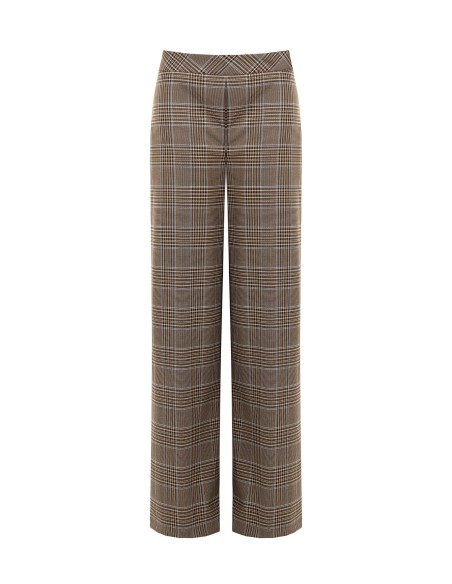 Pantalon palazzo à carreaux en polyviscose sans poches Rinascimento