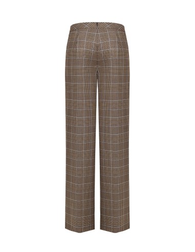 Pantalon palazzo à carreaux en polyviscose sans poches Rinascimento