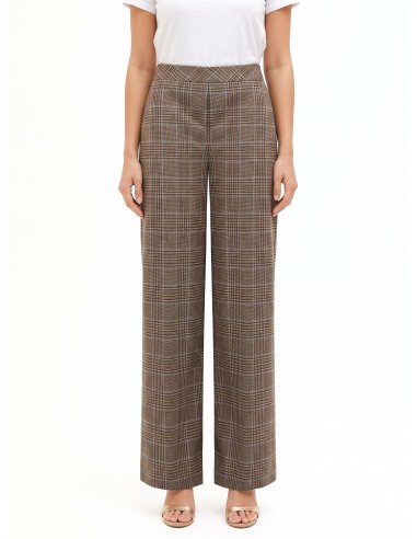 Pantalon palazzo à carreaux en polyviscose sans poches Rinascimento