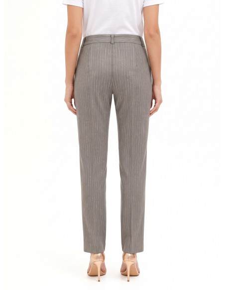 Pantalon droit à rayures brodées Rinascimento