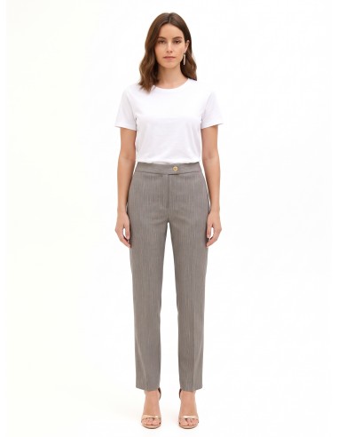 Pantalon droit à rayures brodées Rinascimento
