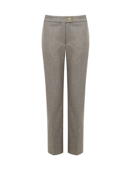 Pantalon droit à rayures brodées Rinascimento