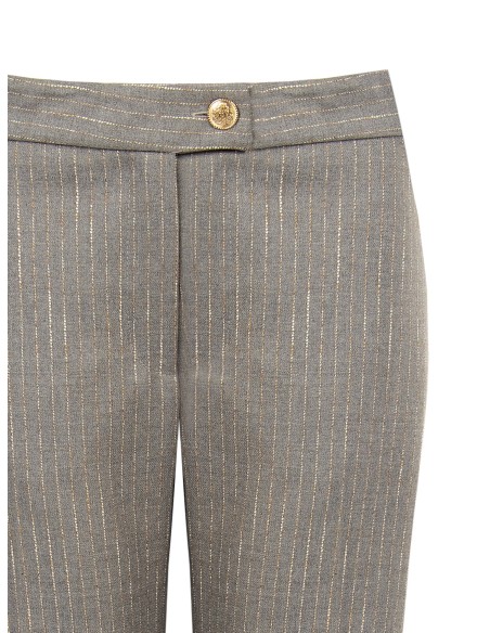 Pantalon droit à rayures brodées Rinascimento
