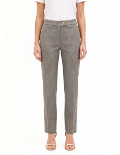 Pantalon droit à rayures brodées Rinascimento