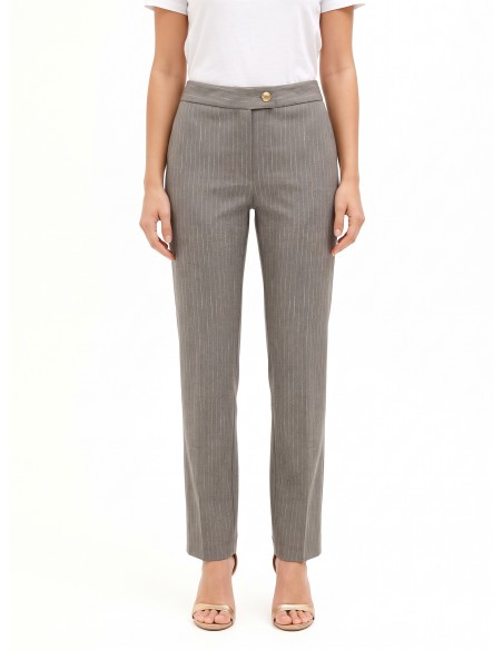Pantalon droit à rayures brodées Rinascimento